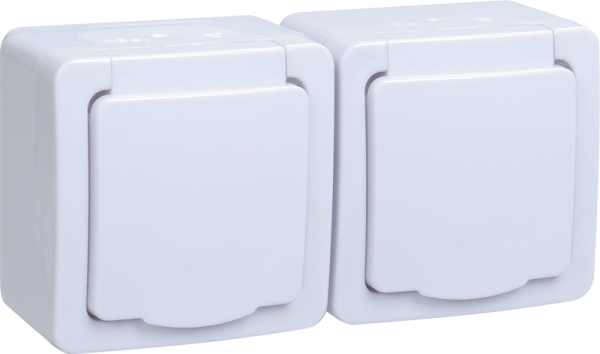 IEK GERMES PLUS Бел Розетка 2-мест. в сборе с корпусом с З/К откр. уст-ки16А 220-250В с крышкой винт. зажим