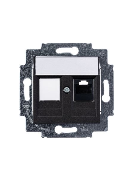 Купить ABB EPJ Levit антрацит / дымчатый чёрный Розетка компьютерная RJ45 кат,5e+заглуш,, антрацит 2CHH295117A6063