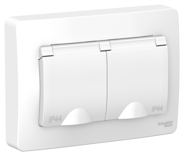 Купить Systeme Electric Blanca внутр Бел Розетка 2-ая с/з со шторками IP44, 16А, 250В