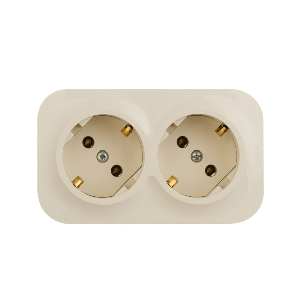 Купить Legrand Quteo IP 20 Слоновая кость Розеточный блок с предварительным подключением 2 x 2К+З без шторок - 16 A - 250 В~ 782263
