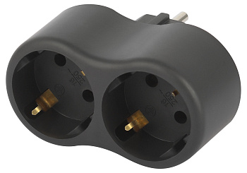 ЭРА Разветвитель электрический ЭРА SPx-2e-B на 2 розетки с заземлением 16А черный