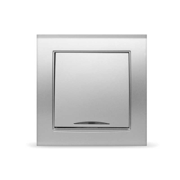 UNIVersal "Бриллиант" Выключатель Серебро 1 кл. с подсветкой 7949643