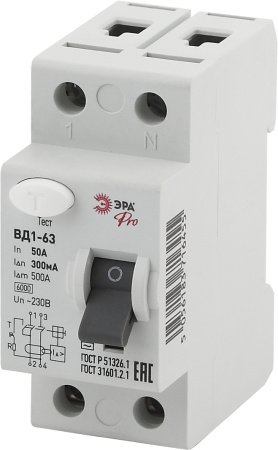 ЭРА NO-902-70 Pro Устройство защитного отключения УЗО ВД1-63 1P+N 50А 300мА