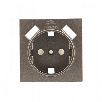 EKF PROxima Валенсия лицевая панель розетки 1-местной с/з 16А графит с защ. штор. с 2 USB 2,1А