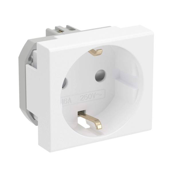 Купить DKC Розетка силовая 2Р+Е, со шторками, «Viva», 2 мод., цвет белый