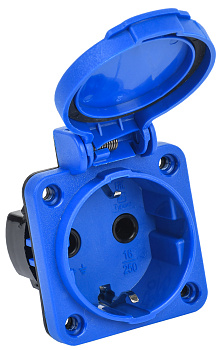 IEK РП12-3 розетка панельная  2Р+РЕ 16А з/к с кр. IP54 син. MAGNUM