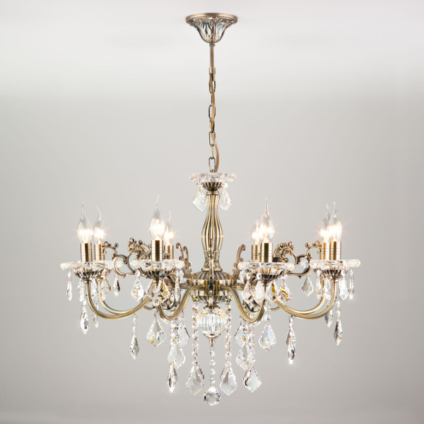 Eurosvet Люстра с хрусталем 3281/8 античная бронза / прозрачный хрусталь 00000063379