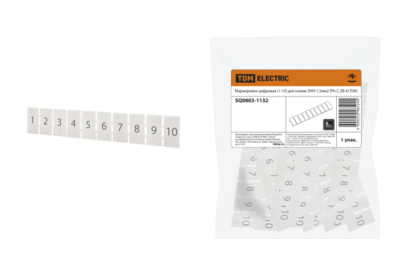 TDM Маркировка цифровая (1-10) для клемм ЗНН-1,5мм2 (Ph-C ZB 4) SQ0803-1132