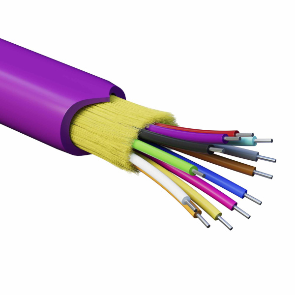 DKC Кабель волоконно-оптический, распределительный, арамидные упрочняющие нити, для внутренней прокладки, нг(А)-HF, 12 ОВ, категорияOM4 (G.651.1) плот