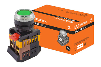 TDM Кнопка ABLFS-22 зеленый d22мм неон/230В 1з+1р SQ0704-0009