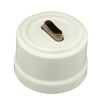 BIRONI Лизетта Пластик Слоновая кость Выключатель кнопочный 1-кл (клавишный), ручка Бронза B1-220-211-B-PB