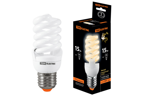 TDM Лампа энергосберегающая КЛЛ-FSТ2-15 Вт-2700 К–Е27 (42х103 мм) SQ0323-0063