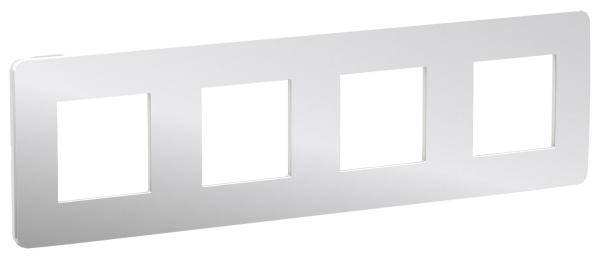 Купить SE Unica Studio Хром/Белая Рамка 4-ная NU280855
