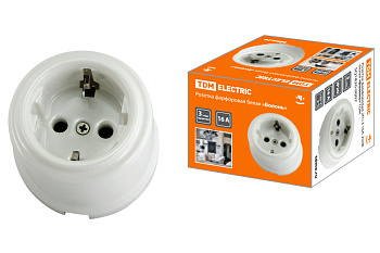 TDM Розетка фарфоровая 2П+З 16А 250В белая «Болонь» SQ1820-0007