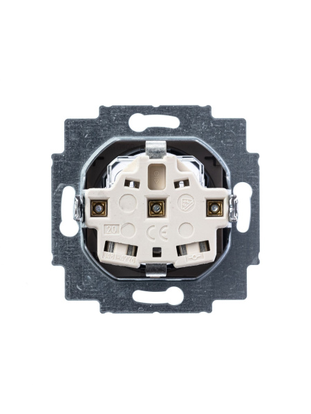 Купить ABB EPJ Levit белый / дымчатый чёрный Розетка с заземлением со шторками 2CHH203457A6062