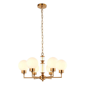Favourite 2670-6P подвесная люстра Каркас цвета античной латуни, плафоны из матового стекла