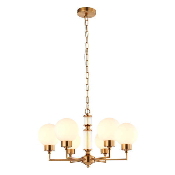 Favourite 2670-6P подвесная люстра Каркас цвета античной латуни, плафоны из матового стекла