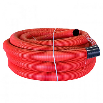 EKF PROxima Труба гофрированная двустенная гибкая ПНД d 200 с зондом (25 м) красная,