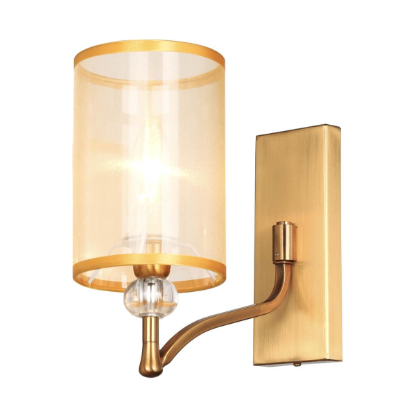 Купить Favourite Classic настенный светильник каркас цвета античной латуни, абажуры из органзы цвета шампанского, декоративные элементы из прозрачного стекла 2697-1W