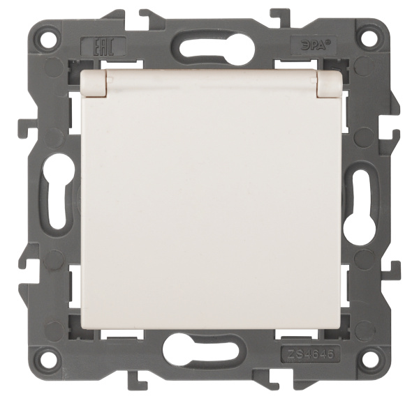 ЭРА 14-2103-02 Elegance Сл.кость Розетка с/з со шт с крышкой