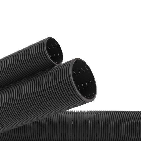 Купить DKC Двустенная труба ПНД гибкая дренажная д.125мм, SN6, перфорация 360град., в бухте 40м, цвет черный