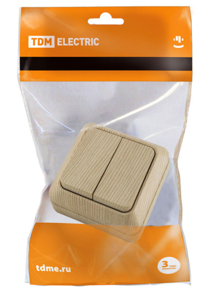 Купить TDM Выключатель 2-кл. открытой установки IP20 10А, сосна "Ладога" SQ1801-0044