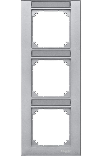 Купить SE Merten SM Алюминий Рамка 3-ая с полем для надписи вертикальная (MTN476360)
