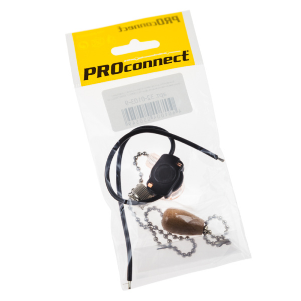 PROconnect Выключатель для настенного светильника c проводом и деревянным наконечником «Silver» индивидуальная упаковка 1 шт. 32-0103-9