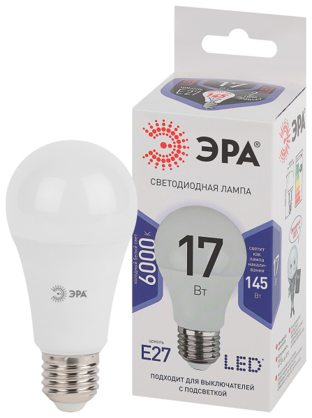 ЭРА LED A60-17W-860-E27 (диод, груша, 17Вт, хол, E27)