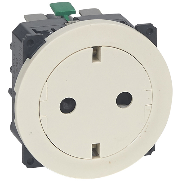 Legrand Celiane2 Бежевый Розетка с плоской лицевой панелью с/з, безвинтовой зажим (накладка+механизм) 067169