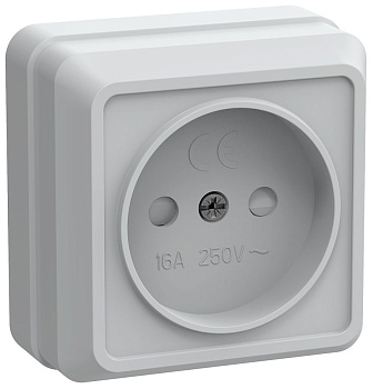 IEK OKTAVA РСш20-2-ОБ Розетка 1местн. без з/к с защ.штор.10А откр.уст. (белый)
