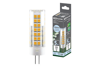 TDM Лампа светодиодная G4-5 Вт-230 В-4000 К, SMD, 16x55 мм SQ0340-0217
