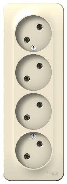 Купить Systeme Electric Blanca наруж Молочная Розетка 4-ая б/з без шторок 16А, 250В, изолир. пластина