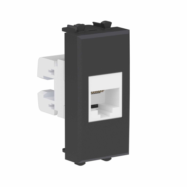 Купить DKC Телефонная розетка RJ-12 без шторки модульная, "Avanti", "Черный матовый", 1 модуль