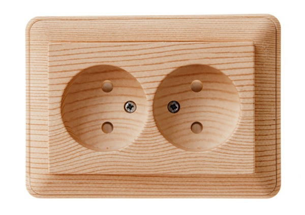 Systeme Electric Wessen 59 Сосна Розетка 2-ая б/з (в сборе, с рамкой)