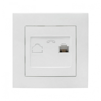 EKF PROxima Валенсия розетка телефонная RG-11 1-местная белая