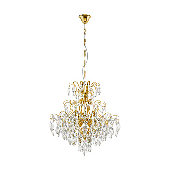 Eglo 39605 Люстра FENOULLET, 5х25W (E14), 575, H1210, сталь, латунь/хрусталь, прозрачный