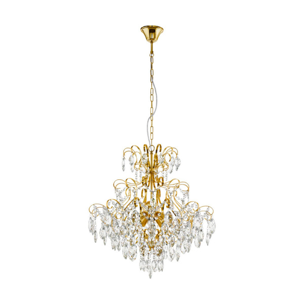 Eglo 39605 Люстра FENOULLET, 5х25W (E14), 575, H1210, сталь, латунь/хрусталь, прозрачный