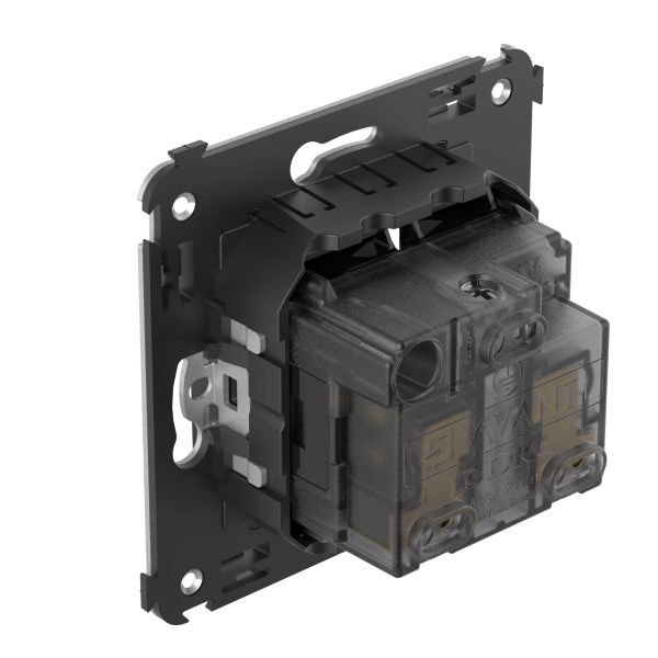 Купить DKC Розетка в стену, 2P+E, с з/ш, "Avanti", "Черный квадрат"