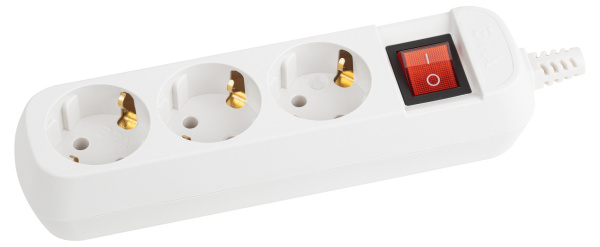 ЭРА KX-3es Колодка 3гн, с зазeмлением, с выключателем