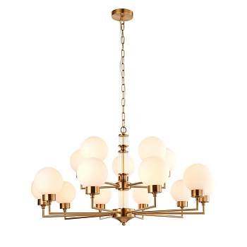 Favourite 2670-15P подвесная люстра Каркас цвета античной латуни, плафоны из матового стекла
