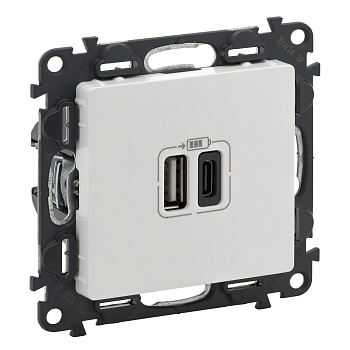 Legrand Valena Life, белый, зарядное устройство с двумя USB разъемами A-C 753106