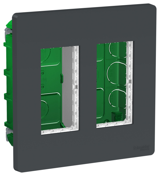 Купить SE Unica System+ Антрацит Блок скрытой установки 2х2 NU172454