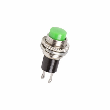 Выключатель-кнопка металл 220V 2А (2с) (ON)-OFF Ø10.2 зеленая Mini Rexant 36-3333