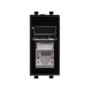 DKC Компьютерная розетка RJ-45 модульная, кат.6 экранированная, "Avanti","Черный квадрат", 1 модуль