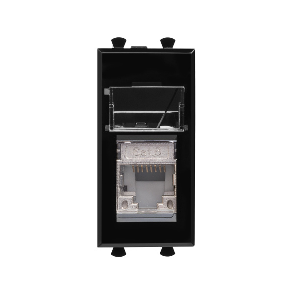 DKC Компьютерная розетка RJ-45 модульная, кат.6 экранированная, "Avanti","Черный квадрат", 1 модуль