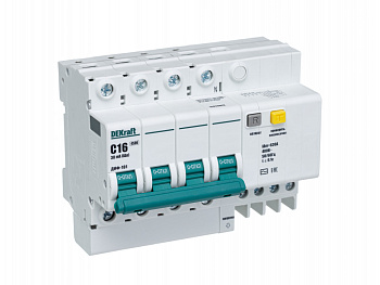 Dekraft Автоматический выключатель дифференциального тока АВДТ 4Р 16А 30мА тип AC х-ка С ДИФ-101 4,5кА 15020DEK