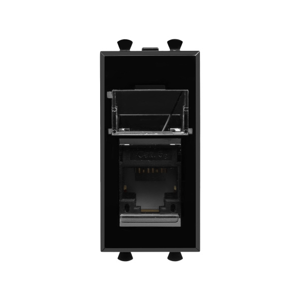 DKC Компьютерная розетка RJ-45 модульная, кат.5е, "Avanti", "Черный квадрат", 1 модуль