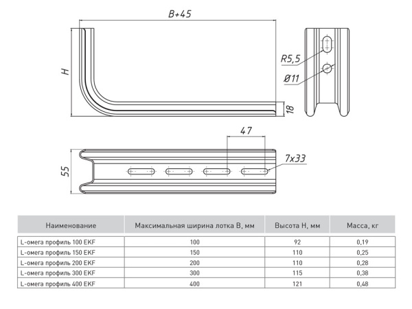 Купить EKF PROxima L-Омега профиль 150 (1,5мм)