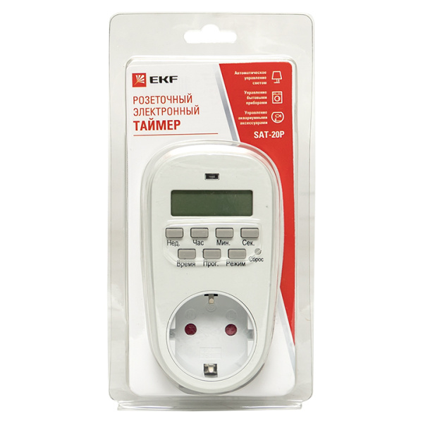 Купить EKF PROxima Розеточный электронный таймер SAT-20p 16A недельный